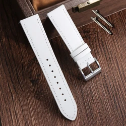 Elegant Leather Quick Release Watch Strap - Waterproof, Multi - Size Options in White, Gray & Beige - 20mm (White)