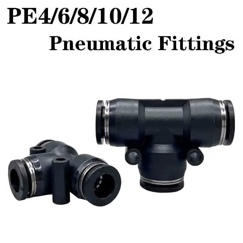 10-50PCS Pneumatic Fittings PE4/6/8/10/12 T-Type Quick Connecting Tube Fittings Air Tube Connectors