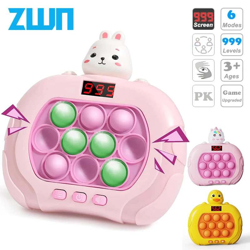 Pop It Game 999 Level Electronic Pop Quick Push Bubbles Game Machine Kids Cartoon Fun Squeezing Toys Anti Stress Sensory Bubble Toy Gifts