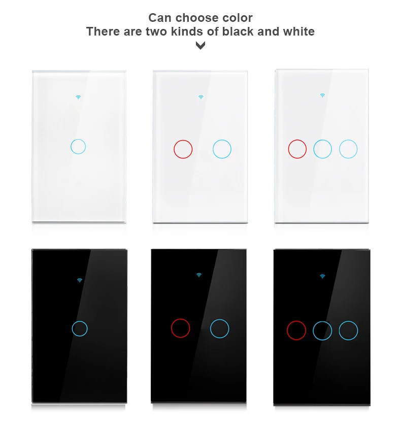 Description Picture 4 of itemTuya Smart Life Light Switch US 1/2/3 Gang No Neutral Wire Touch Sensor LED Light WiFi Smart Wall Switch For Alexa Google Home