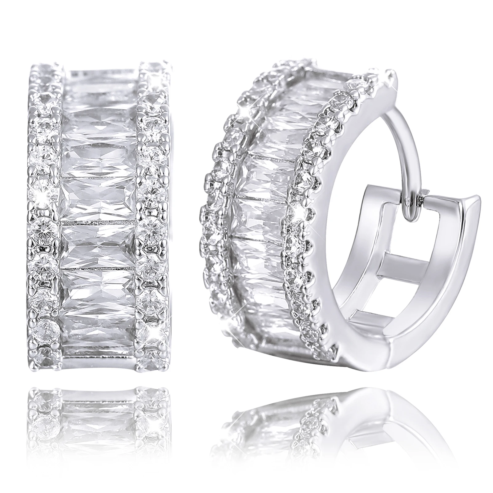 Hasnsofie Set Di Orecchini A Cerchio In Argento 925 – 10-12-14 Mm, Con Zirconi AAA, Ipoallergenici, Regalo In Scatola