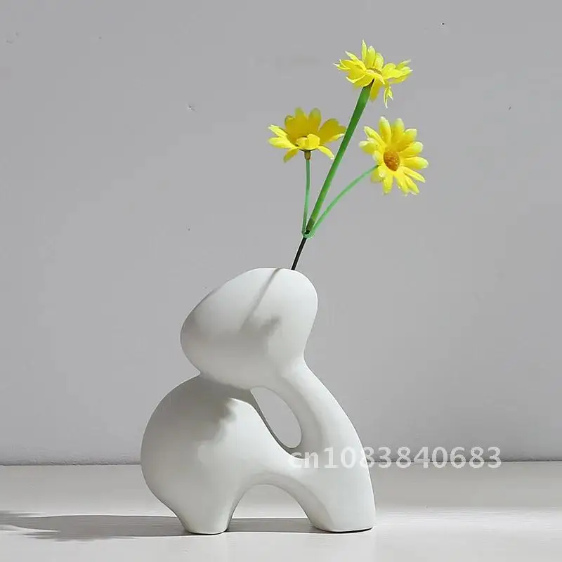 

Ceramic Vase White Nordic Style Modern Minimalist Vase for Home Decoration Decoracion Nordica Hogar