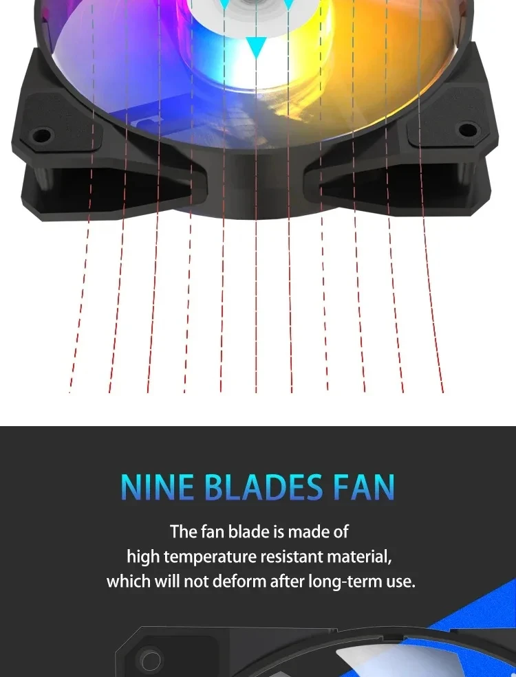 120mm RGB LED 12V PWM 4Pin 1100RPM Silent Cooling Fan for PC Case Water Cooling