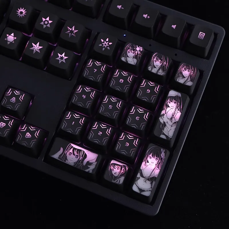 Conjunto de Teclas Retroiluminadas Oshi no ko Hoshino ai para Logitech G610 g Pro x Razer Blackwidow Huntsman Corsair K70 K95 K100 Caps 1 - Imagem 2