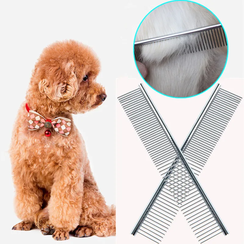 

dog Combs Stainless Steel Pet Hair Remover Long Hair Combs for dog Grooming Straight comb Dogs Brush Cleaning Tools Pet Supplies