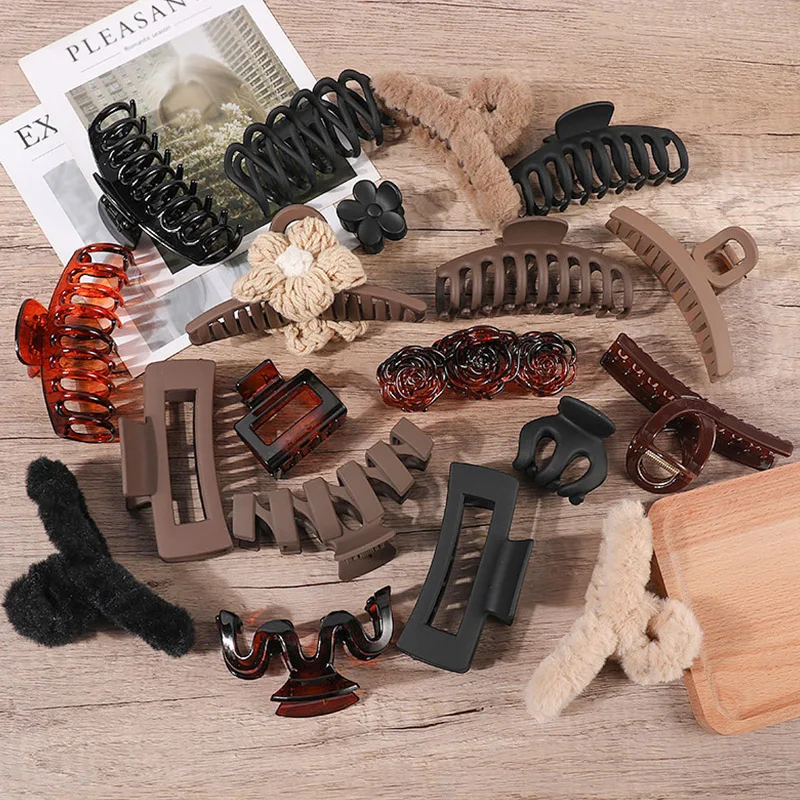 

New Headwear Set New Women Fashion Claw Clip Coffee Black Acrylic Large Hair Claw Korean For Girl Clip Barrette Hair Accessories