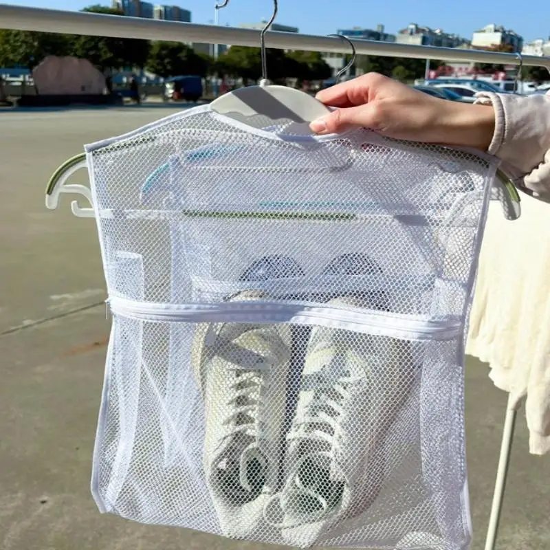 1pc Sneaker Wash Bag Durable Fabric Thick Layer Laundry Bag For Shoes Clothing Airing Drying Net Bag Reusable For Women Men