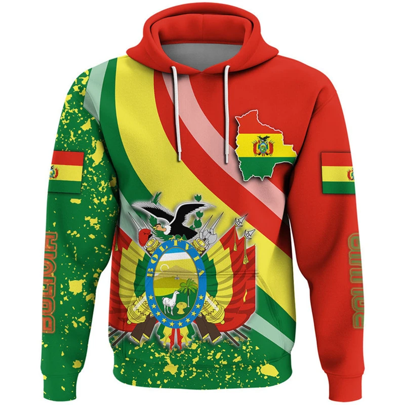 thumbnail image 1 of Sudadera con capucha con estampado de la bandera de Bolivia para hombre, tendencia de hip hop, ropa vintage Harajuku, novedad de primavera y otoño, sudaderas de gran tamaño, 1 of 4