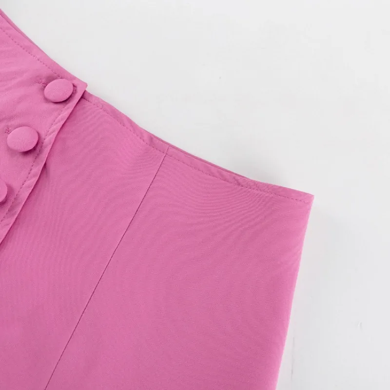 Slim Long Blazer Suits For Women Fashion Pink High Waist Skirts Female Turn Collar Blazer 2 Piece Sets Womens Outfits New