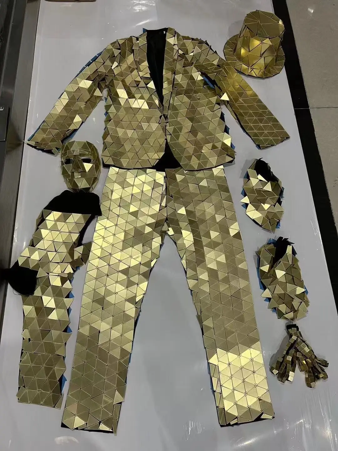 Mirror Men Costume Glass man stage show cloth Birthday Party Robot dancer Modern Singer Outfit