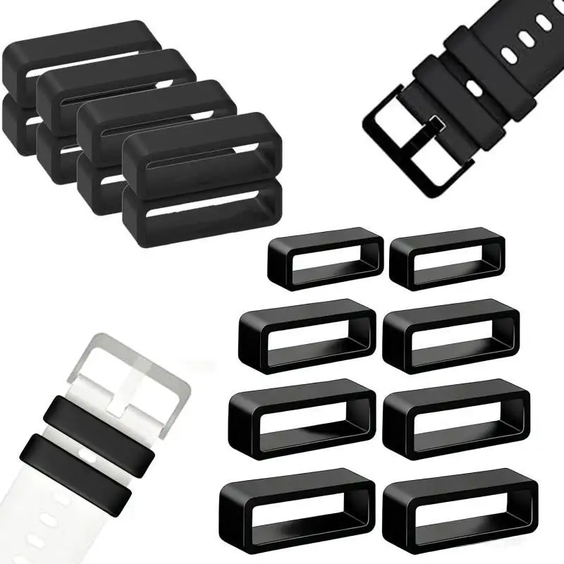 Durable Black Silicone Watch Strap Loops - Premium Rubber Bands Accessory Holder (Various Sizes)