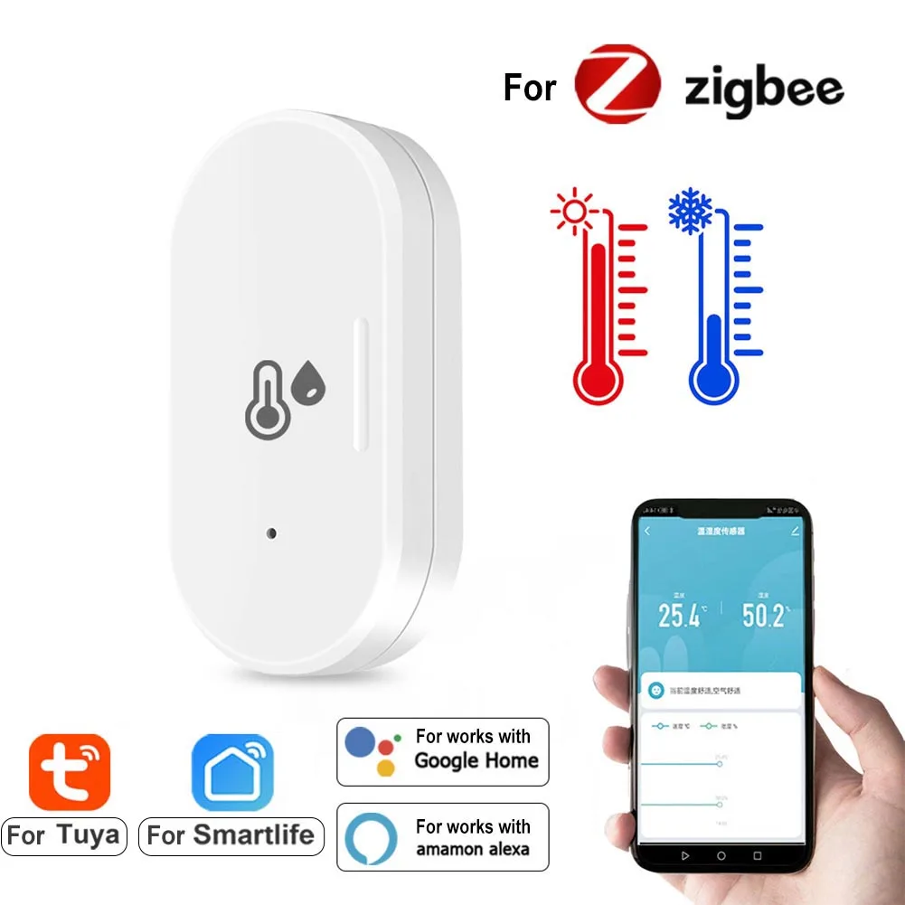 

Tuya ZigBee And WiFi Humidity Temperature Sensor Smart Home Real-time Monitoring Wireless Sensors Work With Alexa Google Home