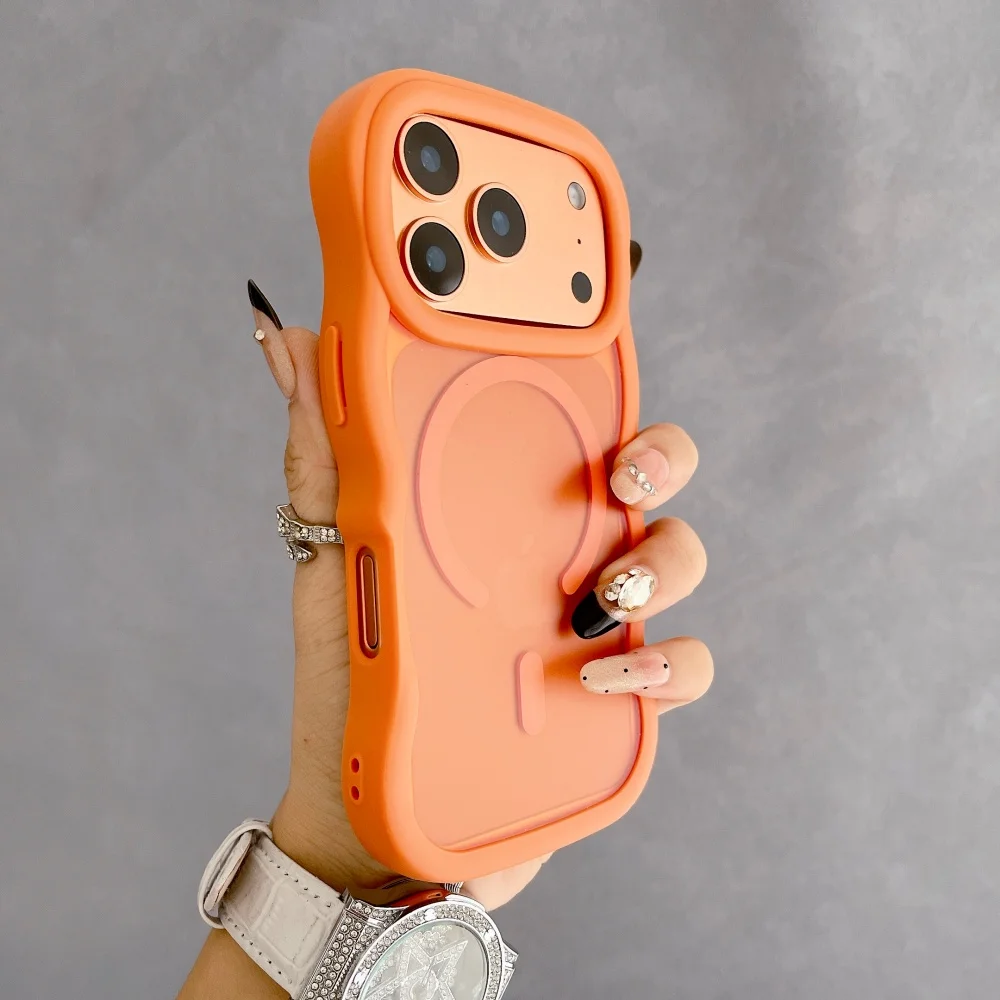 Stylish Candy Wave Matte Phone Case with Magsafe Compatibility