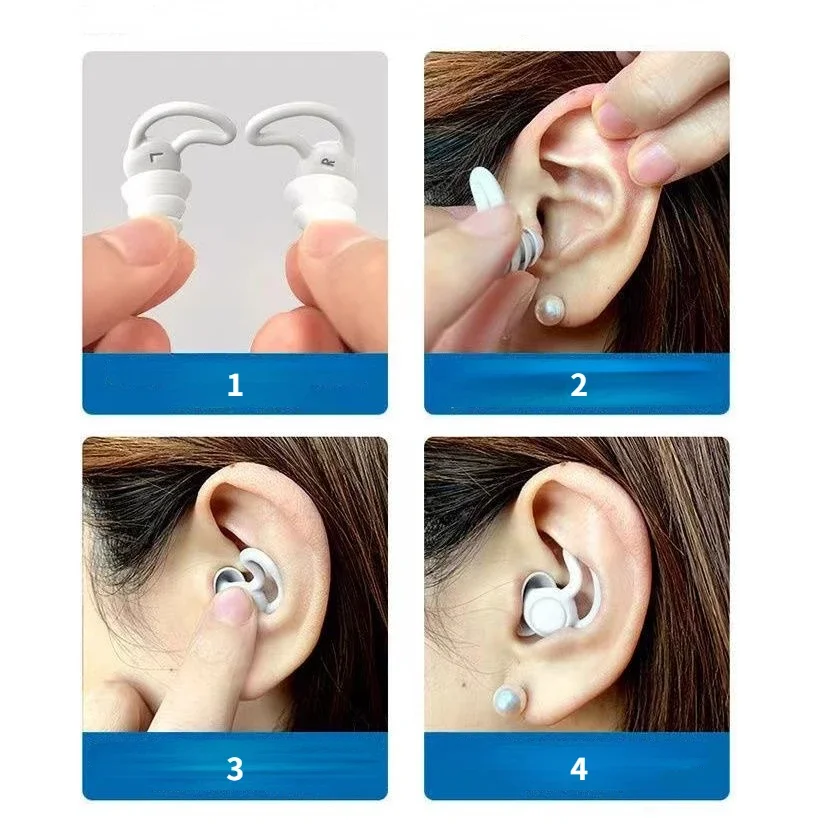 【58】Silicone Earplugs Sound Insulation Earplugs Three-layer Waterproof Swimming Earplugs Super Sound Insulation Noise Reduction 3