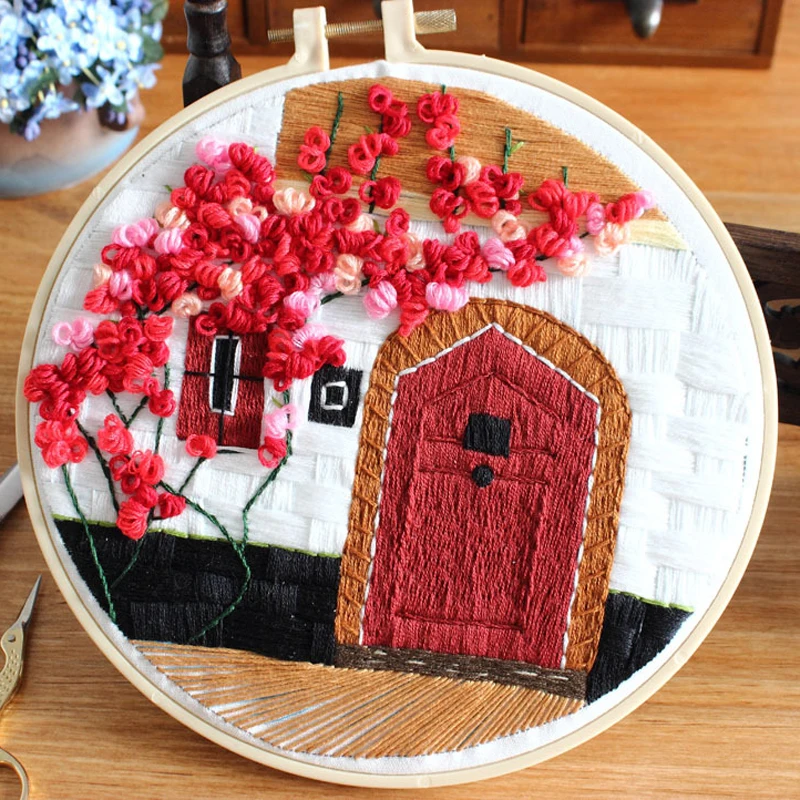 Description Picture 3 of itemEmbroidery Starter Kit with Building Pattern Cross Stitch Set Stamped Embroidery Kits Embroidery Pattern