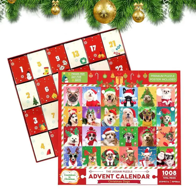 

Календарь для нового года, календарь с обратным отсчетом на 24 дня, Рождественская собака, головоломка, игрушки, рождественский подарок для детей и взрослых