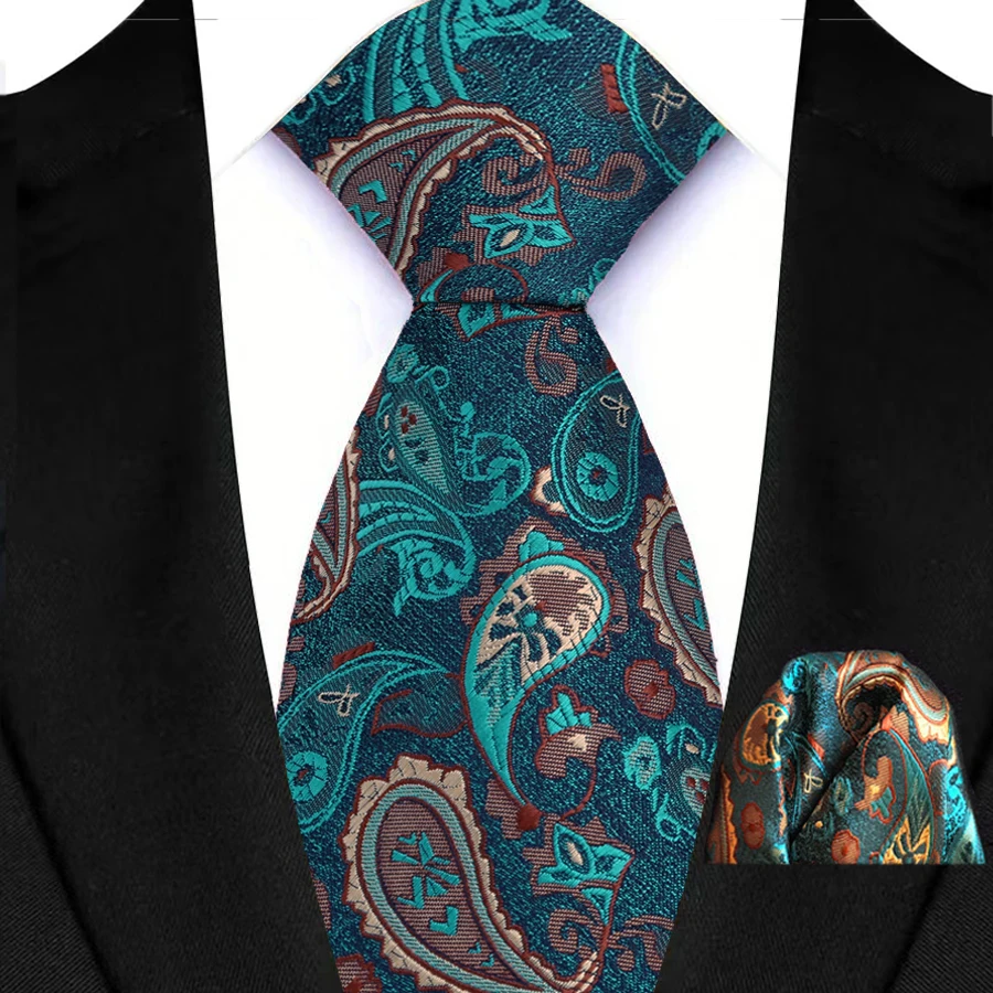 Herren Krawatten Set Luxus Paisley Floral Krawatten Business Formale Krawatte Einstecktuch Set Für Hochzeit Party Anzüge Zubehör – Detail 12