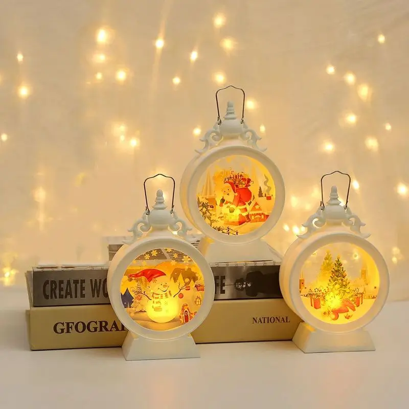 1pc Christmas Round Night Light Desktop Electronic Candlestick Light Holiday Window Decor Ornament Battery Powered (No Plug)