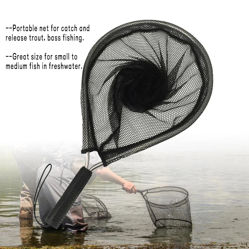 Neween Fly Fishing Landing Net - Collapsible Rubber Mesh Trout Bass Net - Telescoping Handle For Catch & Release