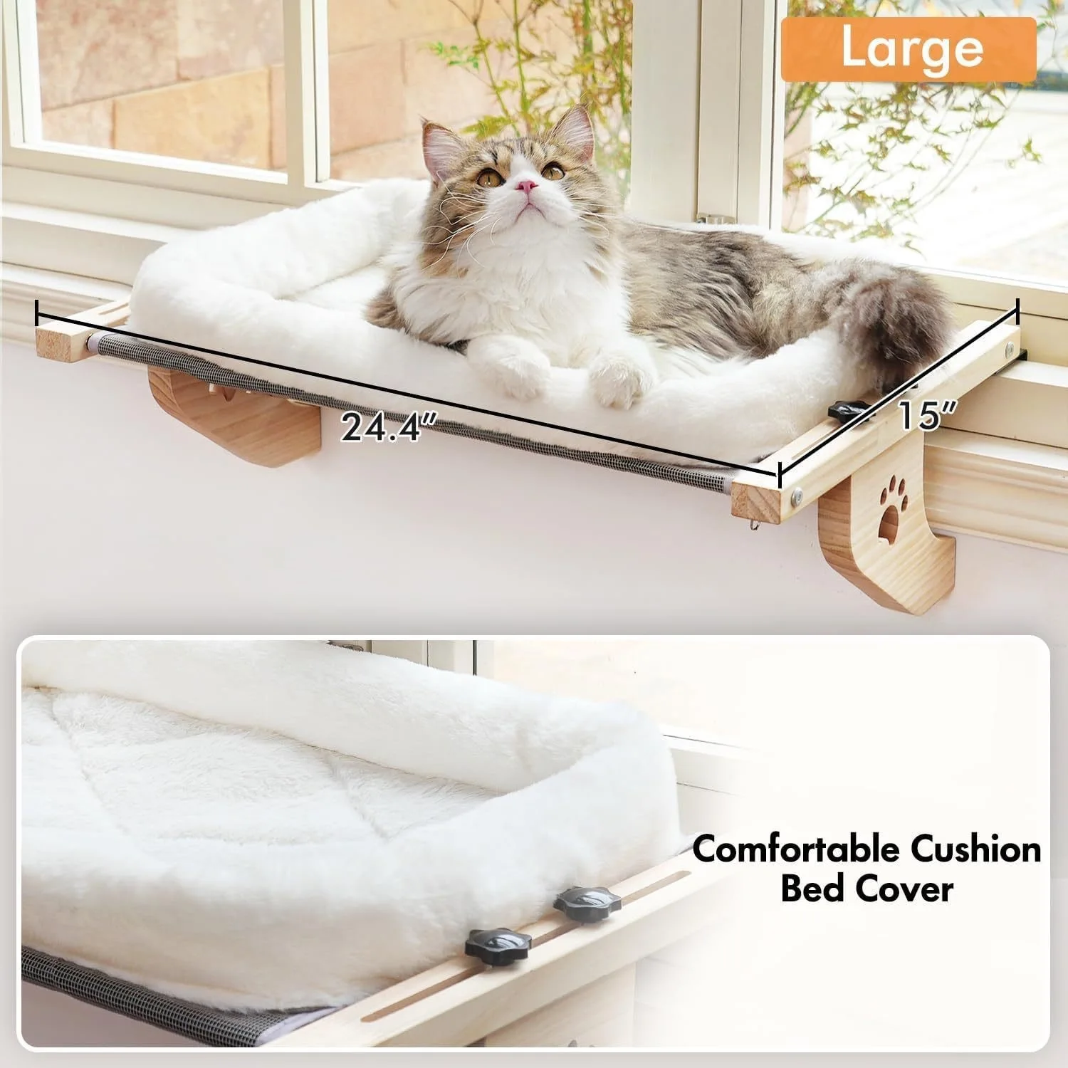 2894-46dfe6.jpg Solid Wood Climbing Balcony Sunbathing Bed Cat Wooden Hammock Hanging Frame
