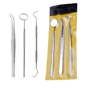 Dental Tool Set Dental Mirrors Oral Scope Tweezers 3pcs Stainless Steel Teeth Cleaning Tool Oral Dental Cleaning Kit Dentist 7