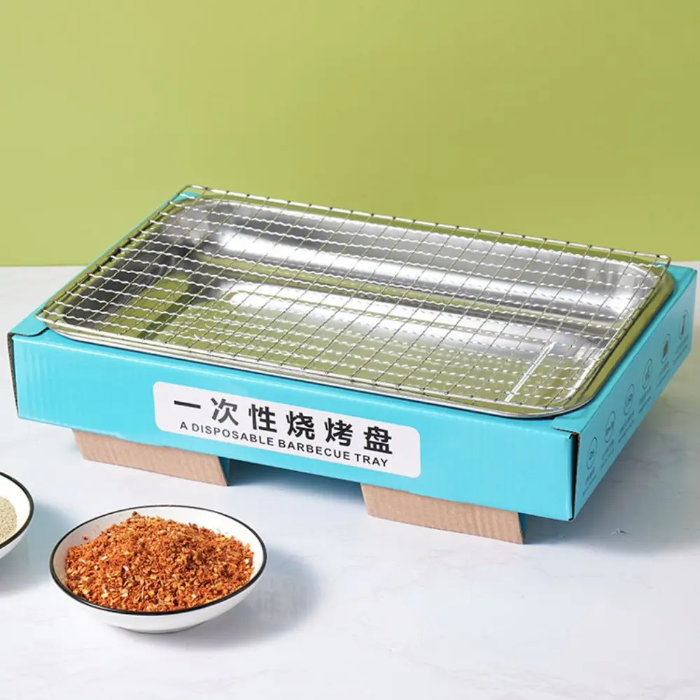 Description Picture 3 of itemHousehold Disposable Barbecue Grill Rectangular Anti-scalding Shell BBQ Grill with Brush Smokeless Barbecue Stove Picnic