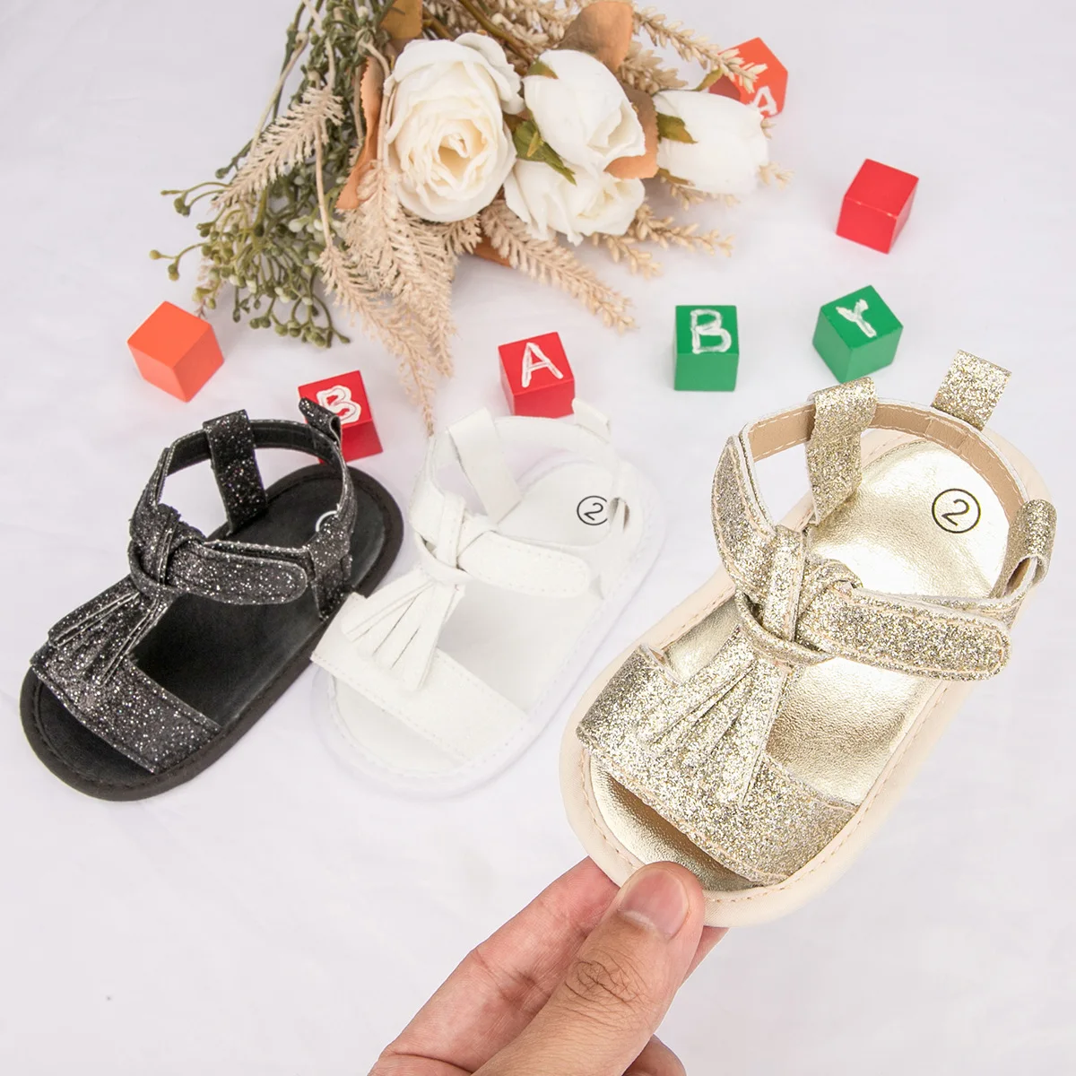 

Summer New Baby Girl Sandals Baby Shoes Anti-slip Soft Rubber Sole Newborns First Walkers Beach Infant Sandals