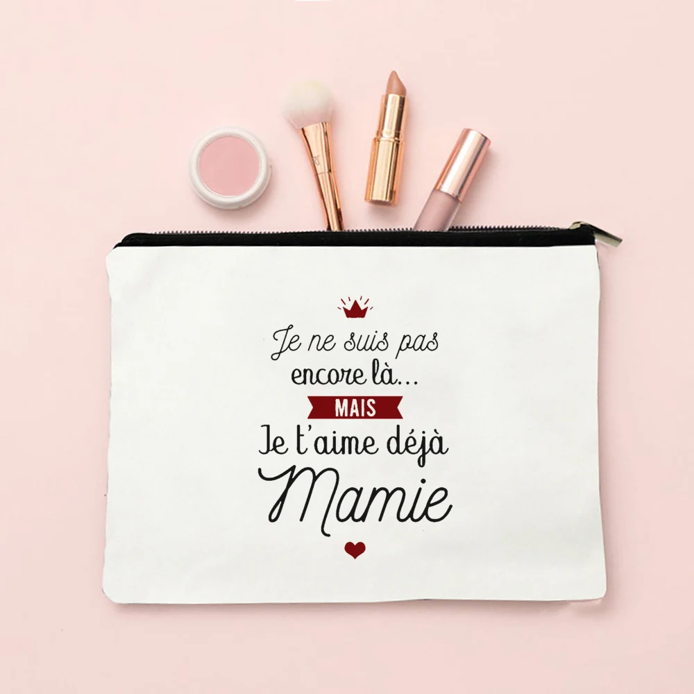 Best Grandma In The World Print Makeup Bag Travel Neceser Toiletry Pouch Pregnancy Announcement Zipper Cosmetic Bags Mamie Gifts 5