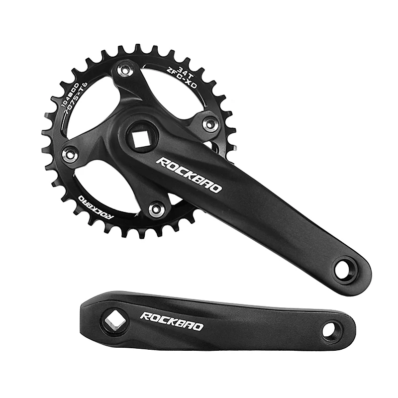 ROCKBAO Bike Crankset 104BCD 170mm MTB Square Hole Sprocket  32/34/36/38T Mountain Bicycle Crank Bottom Bracket