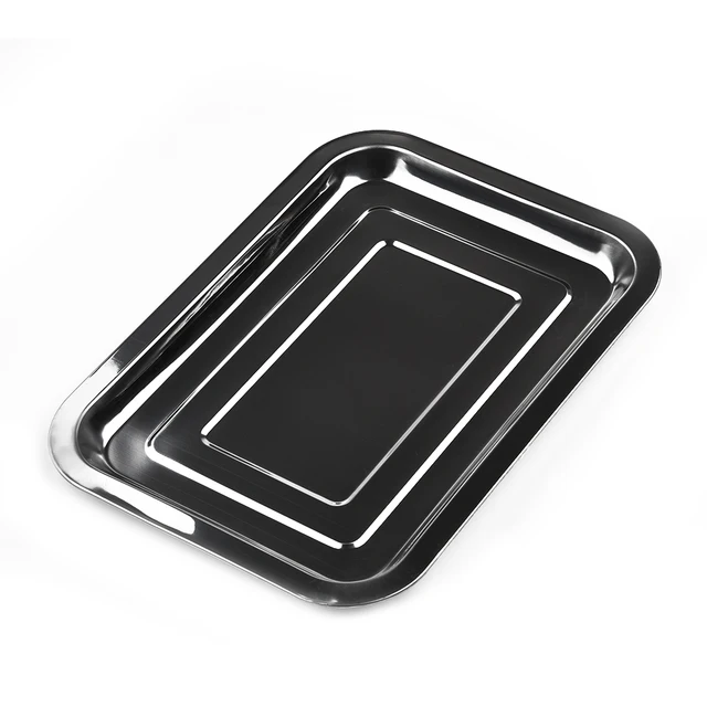 Stainless Steel Baking Tray Rectangle Baking Sheet Pan Non-stick Chips Basket Baking Dish For Toaster Oven Cookie Baking 3