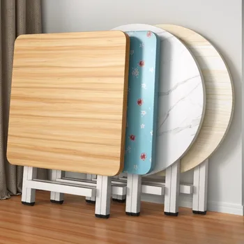 Portable Folding Dining Table Foldable Lightweight Small Round Collapsible Kitchen Outdoor Home Furniture Wood Multifunctional