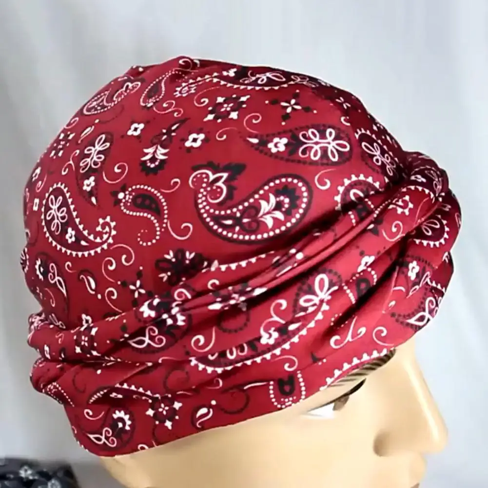 Double Layer Men Turban Hat Bohemia Cashew Flower Printing Classical Men's Autumn Hats Solid Color Beanies Hip Hop Hats Skullies men hats