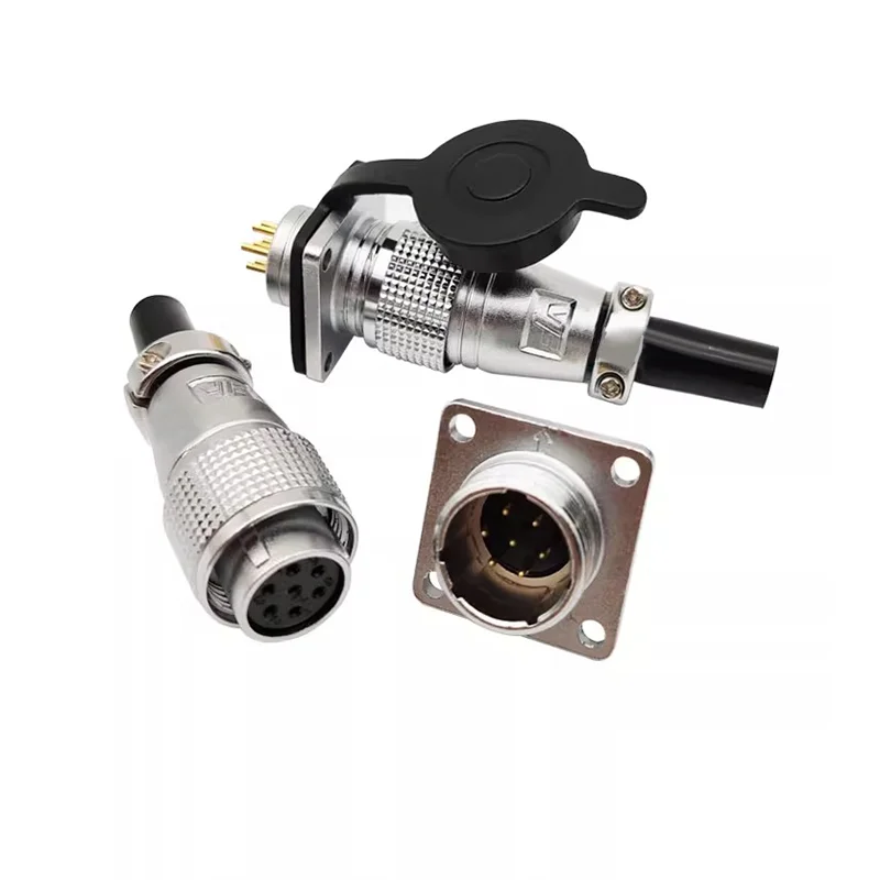 PLS24 WS24 Circular Metal Aviation Socket Plug Wire Female Male Connector M24 Threaded Coupling Panel 6/10/12/19 Pin