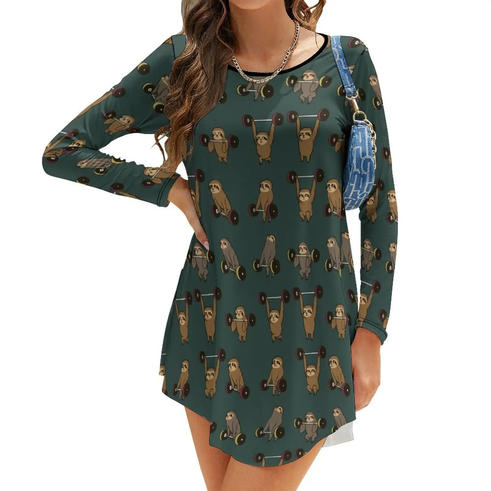 

LIFTING SLOTHS Long-Sleeve Dress summer women's suit Women's long dress women formal occasion dresses woman dress