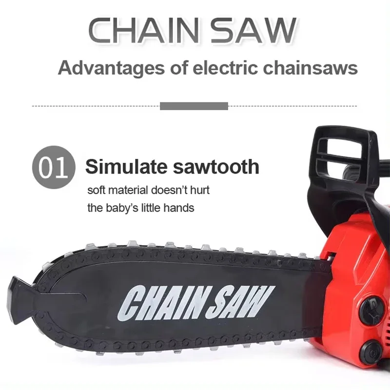 Big Size Electronic Chainsaw Toys Kids Pretend Play Toy Power Rotating Chainsaw With Sound Electric Repair Tools Toys For Boys 6