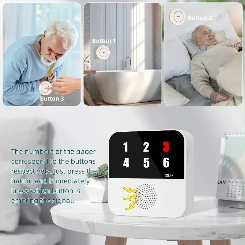 Tuya Seniors WIFI Button Wireless Caregiver Pager Elderly SOS Alarm Senior Elderly Emergency Alarm Patients At Home