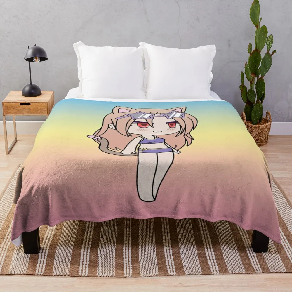 Gacha Life Cute Gacha Neko Girl Karin In Swimsuitthrow Blanket Soft Bed Blankets Blanket