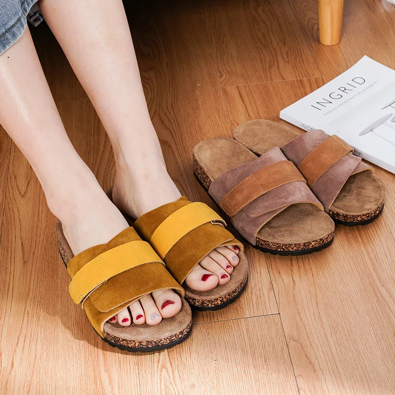 

Шлепанцы Cork мужские и женские, повседневные мягкие сандалии для пляжа, шлепанцы для студентов, праздников, уличная удобная обувь на плоской подошве, большие размеры 36-45, лето