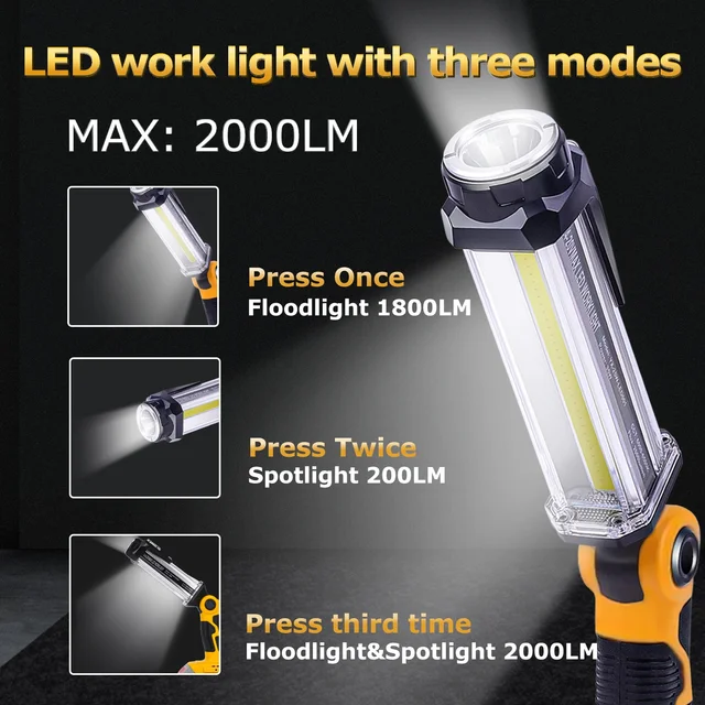 Dewalt 무선 LED 작업등 및 야외 손전등, 휴대성과 강력한 조명의 완벽한 조합