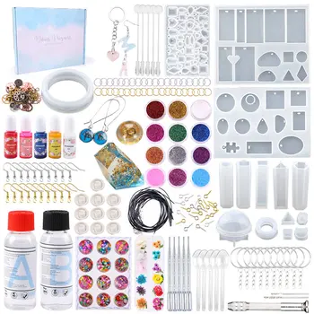 Kit di stampi per colata in resina epossidica trasparente Stampo in silicone con colla epossidica per orecchini Portachiavi Creazione di gioielli Stampo in silicone fai da te 1