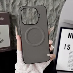 Elegant Diamond Texture Leather Magnetic Case with MagSafe Compatibility for Xiaomi 17T Pro (GRAY)
