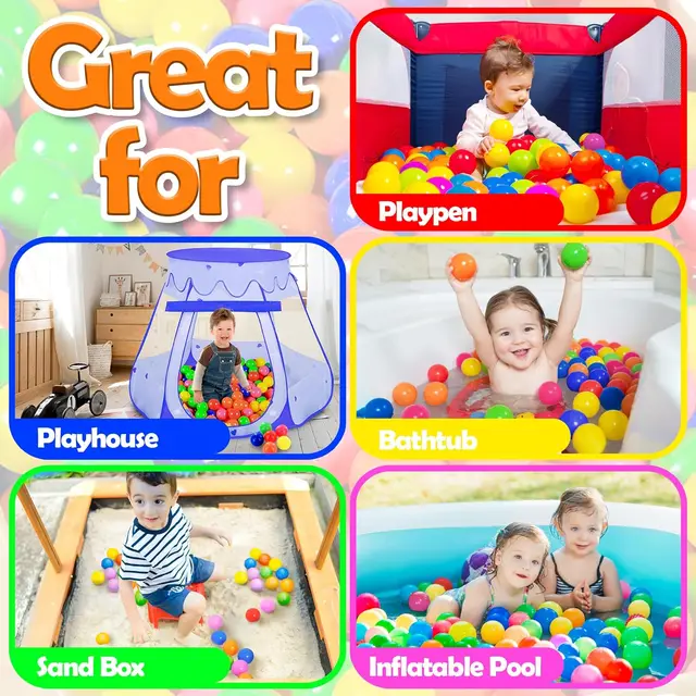 Play Balls for Ball Pit, Plastic Crush Proof, Phthalate & BPA Free, Assorted Colors (400 Balls)