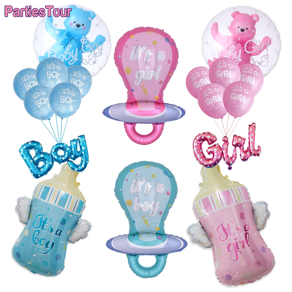 Giant Baby Boy Girl Blue Pink Bear Balloon Ciuccio Baby Bottle Balloons Kids Birthday Gender Reveal Baby Shower Decorations