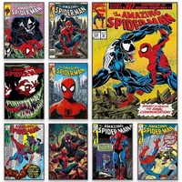 لوح جدارية كانفاس بتصميم كلاسيكي لأبطال مارفل وسبايدرمان | Marvel Spider-Man: No Way Home & Venom Superhero Classic Canvas Wall Art Poster