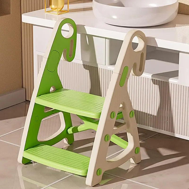 Steps stool for kids 2 steps toddler non-slip bathroom kids stepping stool heightened kitchen counter helper for children baby folding step stool