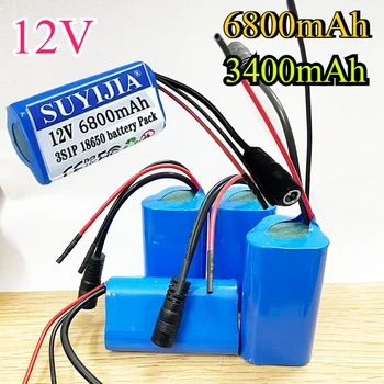 Batteria Li-ion 12V 3S1P 12.6V/11.1V 18650, Alimentazione De Secours 6800mAh, CCTV, Caméra, Fascia Pistola, Batterie agli ioni di litio