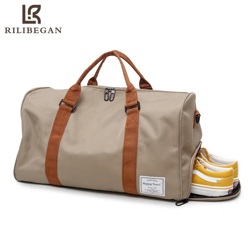 Men Hand Luggage Travel Leather Weekend Large Capacity Portable Shoulder Gym Bag 