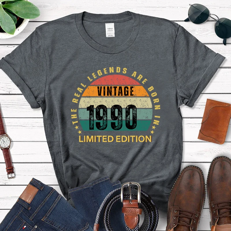 

The Real Legends Are Born in 1990 Limited Edition Women T Shirts Cotton 34th 34 Years Old Birthday T-shirt Personalzied Gift