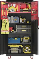 Metal Garage Storage Cabinet, Tall Garage Cabinets with 5 Adjustable Shelves, Steel Tool Storage Cabinet with Wheels,Lockable He 1