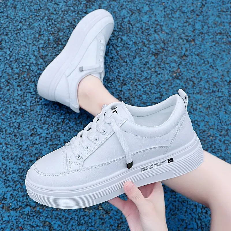 Platform Sneakers Women Running Sports Shoes Casual  Breathable Lace Up PU Leather Shoes Soft Footwear Trainers Women Sneakers